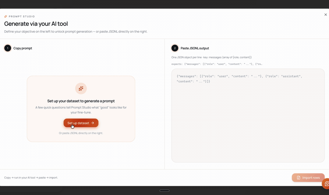 Setting the objective and conversational roles in Prompt Studio