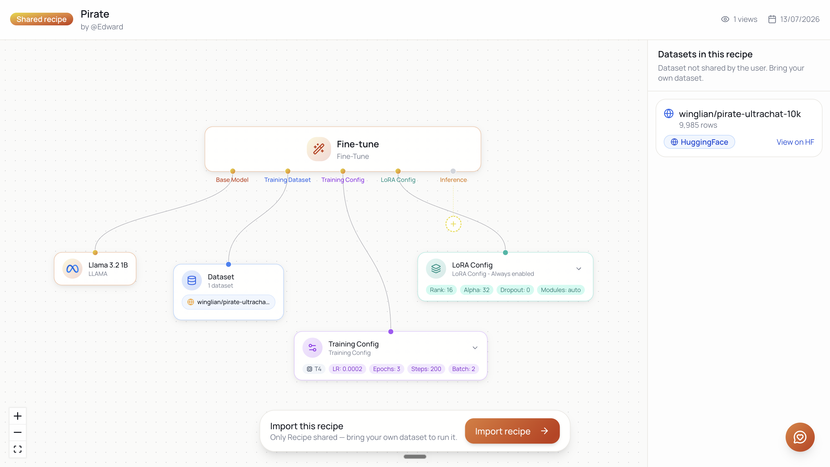 The public, no-login preview of a shared recipe